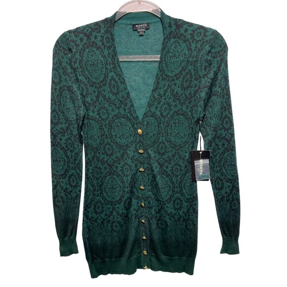 Worth 100% Wool Knit Floral Sweater Cardigan Jacket Coat - Picture 1 of 12